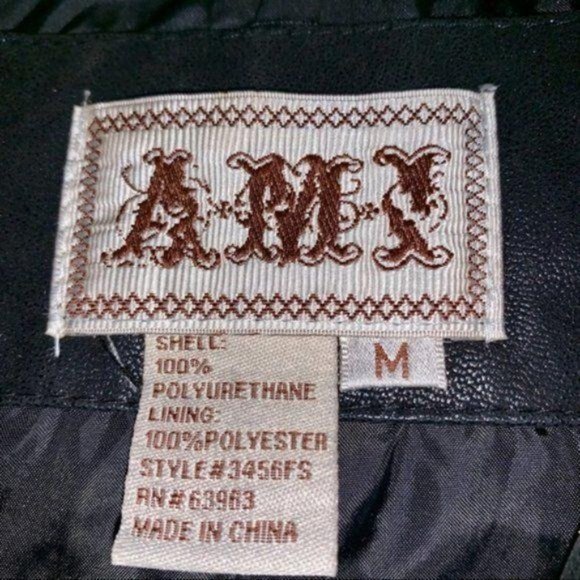 AMI Vegan Leather Black Vest Removable Hood Size Medium - Picture 6 of 6